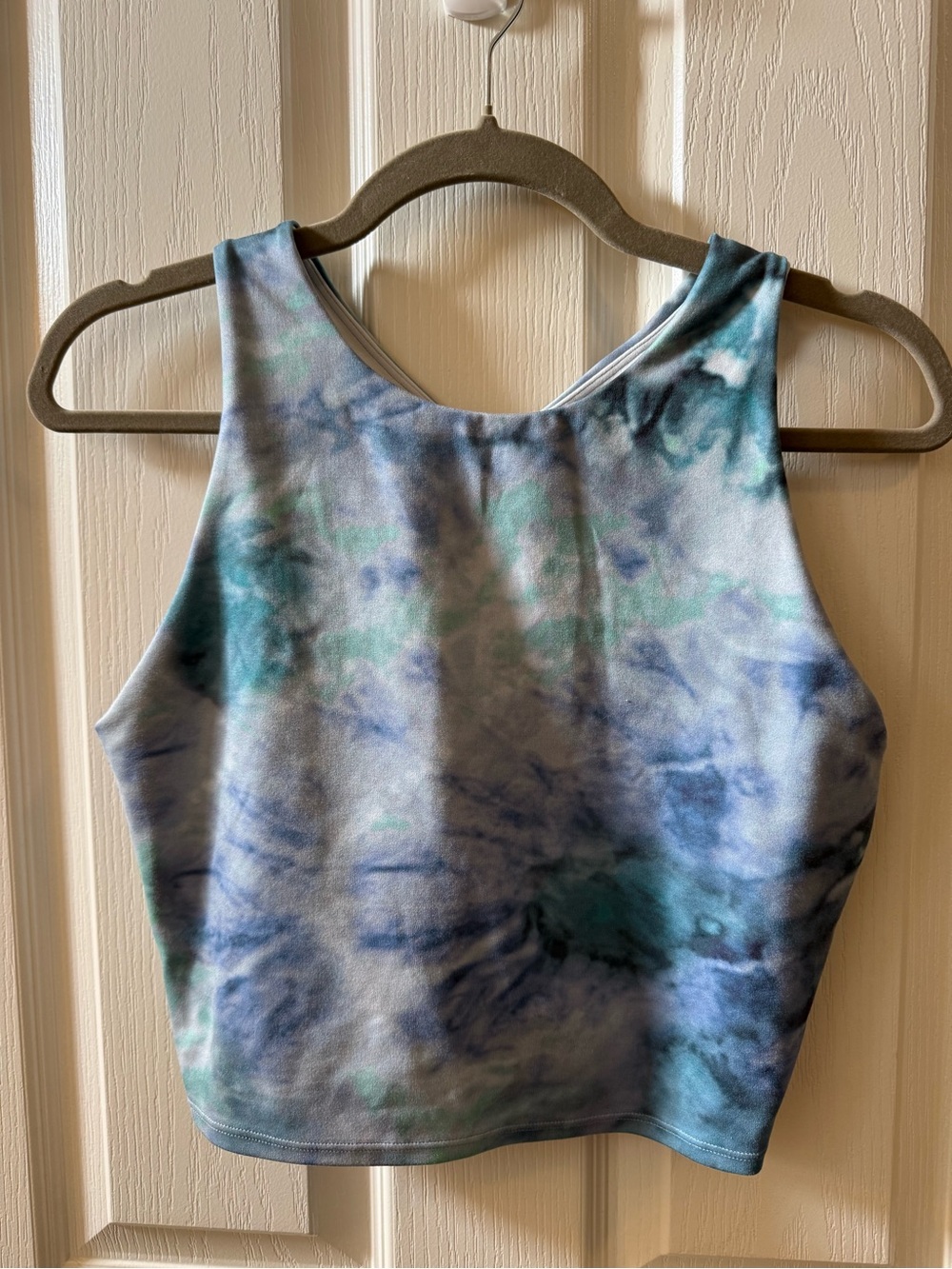 Athleta Tie-Dye Crop Sports Bra Top in Blue and Green